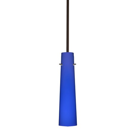Besa Lighting Camino Stem Pendant, Cobalt Blue Matte, Bronze Finish, 1x50W Candelabra 1TT-5674CM-BR